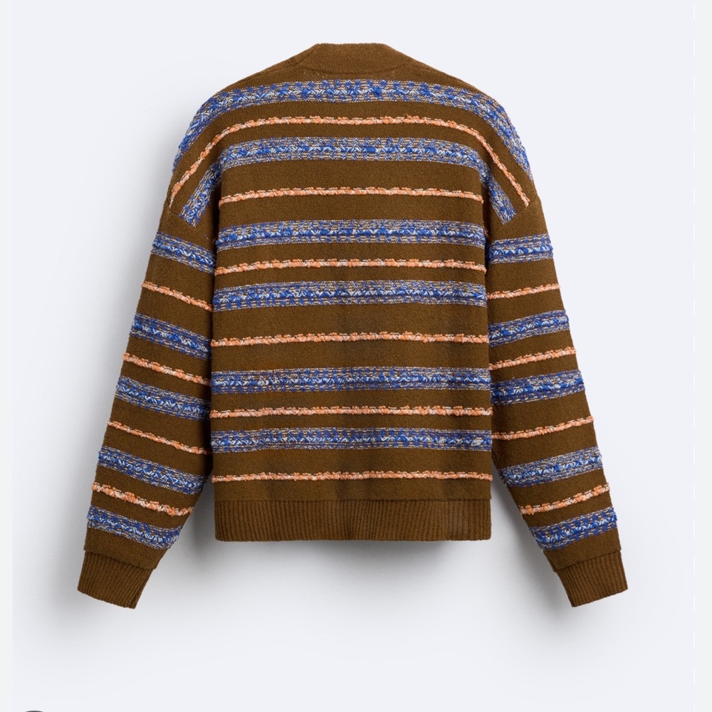Zara BRUSHED JACQUARD CARDIGAN | - Picture 2 of 6